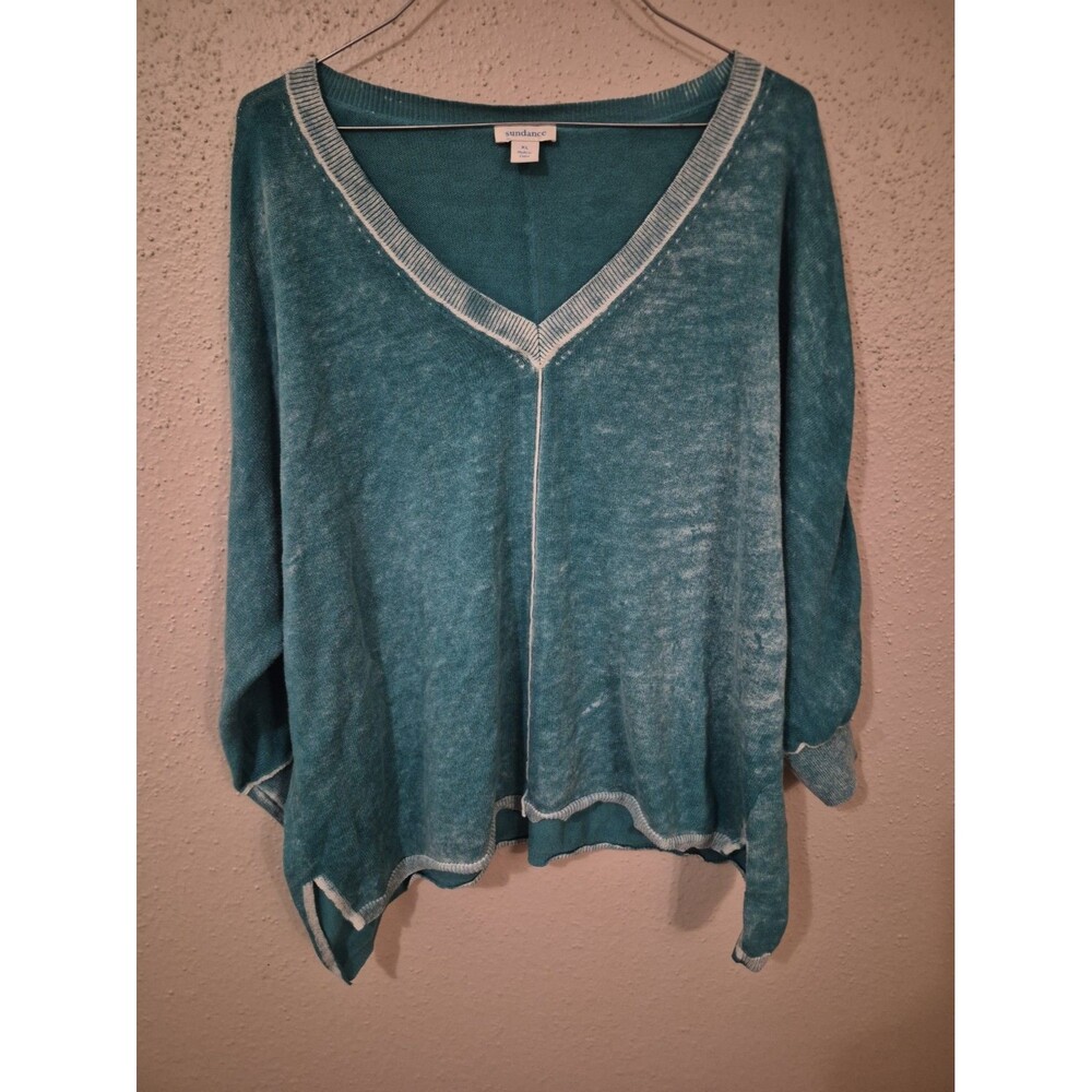 Sundance Mineral Wash Green Cotton Sweater Knit Boxy Slouchy XL